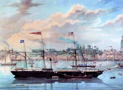 Dampfschiff "Helena Sloman" im Hamburger Hafen um 1850. Quelle: Wikipedia/Benutzer Pincerno.